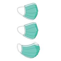 Three different types of surgical masks on a white background vector