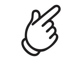 Black outline pointing up index finger hand gesture icon isolated on white background. Concept of direction, attention signal, index finger pose, instruction gesture, graphic illustration vector