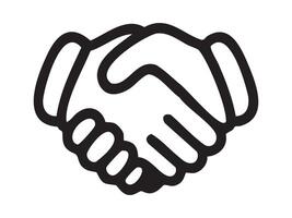 Black outline of handshake icon symbolizing agreement, partnership, and cooperation. concept of unity, business collaboration, contract, handshake logo design vector