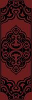 Vintage border carpet pattern for book spine decoration, book cover, red vintage elements on black background abstract pattern vector