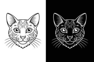 A simple cat line icon design with white black background vector