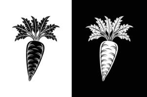 A simple illustration of a carrot icon silhouette design black white background vector