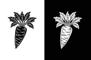Silhouette icon of a Carrot A stylized black white silhouette of a carrot vector