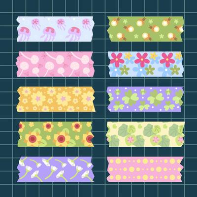 hand drawn washi tape for stationery element