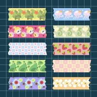 a set of decorative tape stickers for scrapbook elements vector