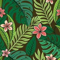 Tropical leaves background colorful summer pattern design with topical foliage vector