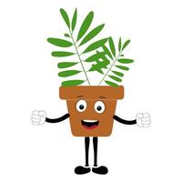 Surprised animated plant with wide eyes and open mouth vector