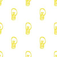 Seamless yellow light bulb pattern on white background vector