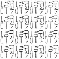 Seamless pattern of hand tools featuring drills and screwdrivers vector