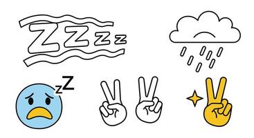 Illustrations of Sadness Sleepiness and Peace a Depiction of Emotions and Rest vector