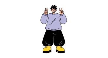 Pixel Art Character Dancing With Style Simple Background Motion Capture Concept Illustration vector