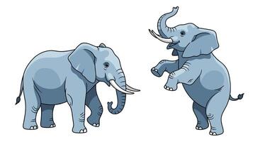 A Collection of Playful Elephants Engaged in Cheerful Antics and Joyful Interaction Together vector