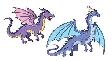 Mythical Creatures Flying Dragons in the Sky Exploring the Fantasy World and Imagination vector