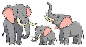A Herd of Elephants Composed of Adults and One Juvenile Elephant vector