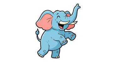 A Cheerful Cartoon Elephant Standing Happily on Two Legs and Waving Its Trunk vector