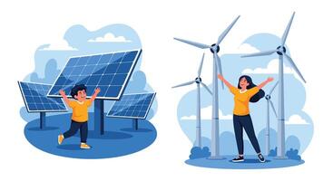 Empowering the Future Renewable Energy Solutions For a Sustainable World Transition Forward vector