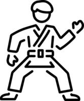 A linear style icon showing a person doing karate vector