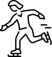 An outline style icon showing a person doing ice skating vector
