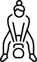 A line style icon showing a person doing kettlebell exercise vector