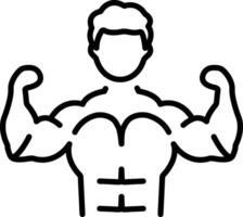 A line style icon showing a bodybuilder flexing vector