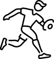 A linear style icon showing a person playing with rugby ball vector