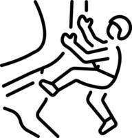 An outline style icon of rock climbing vector
