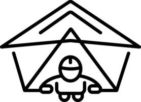 A line style icon showing a person gliding vector