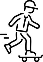 A line style icon of skateboarding vector