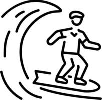 A line style icon showing a person surfing vector