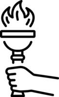A linear style icon of torchbearer vector