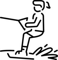 A line style icon showing a person doing water skiing vector