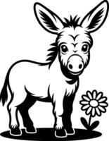 A donkey with flowers and a flower in the background vector