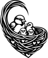 Bird nest with two baby birds vector