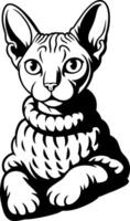 A black and white drawing of a cat wearing a sweater vector