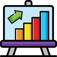 Made in uk a whiteboard with a bar graph and an arrow pointing up icon. vector
