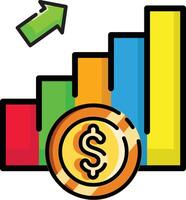 Made in uk a gold coin with a dollar sign on a bar graph icon. vector