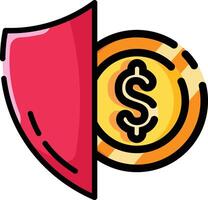Made in uk a red shield protects a gleaming golden coin icon. vector