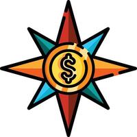 Made in uk a colorful compass with a dollar sign in the center icon. vector