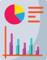 Made in uk colorful pie chart and bar graph for data visualization icon flat style. vector