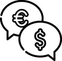 Made in uk two speech bubbles showcase the euro and dollar signs icon outline style. vector