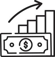 Made in uk a bill with a chart and an arrow pointing up icon outline style. vector