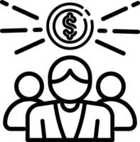 Made in uk a group of three holding a gold dollar coin icon outline style. vector