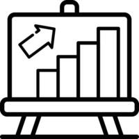 Made in uk a board with a bar graph and an arrow pointing up icon outline style. vector