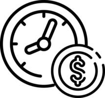Made in uk a clock and a dollar coin icon outline style. vector