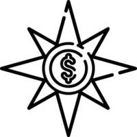 Made in uk a compass with a dollar sign in the center icon outline style. vector