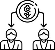 Made in uk a coin with a dollar sign is divided between two people icon outline style vector