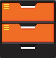 Office filing cabinet with orange drawers flat design illustration for organization and storage concept vector