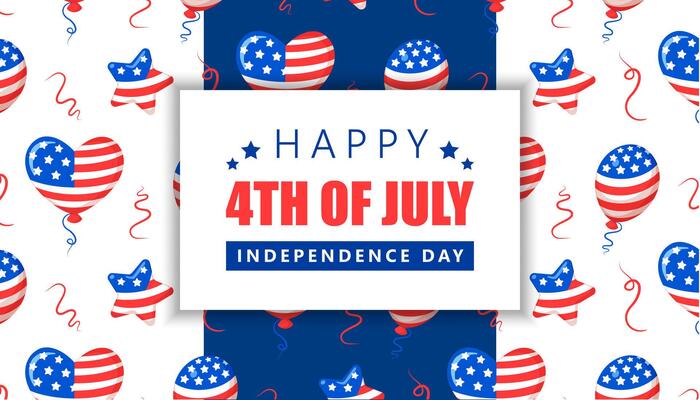 Happy 4th of July, Independence Day of USA banner with balloons and stars