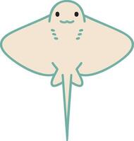 Cute stingray illustration with simple lines and minimalist style in soft colors design for nature and marine themes vector