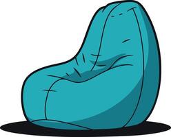 Blue bean bag chair comfortable soft seating furniture illustration design for relaxation and leisure vector
